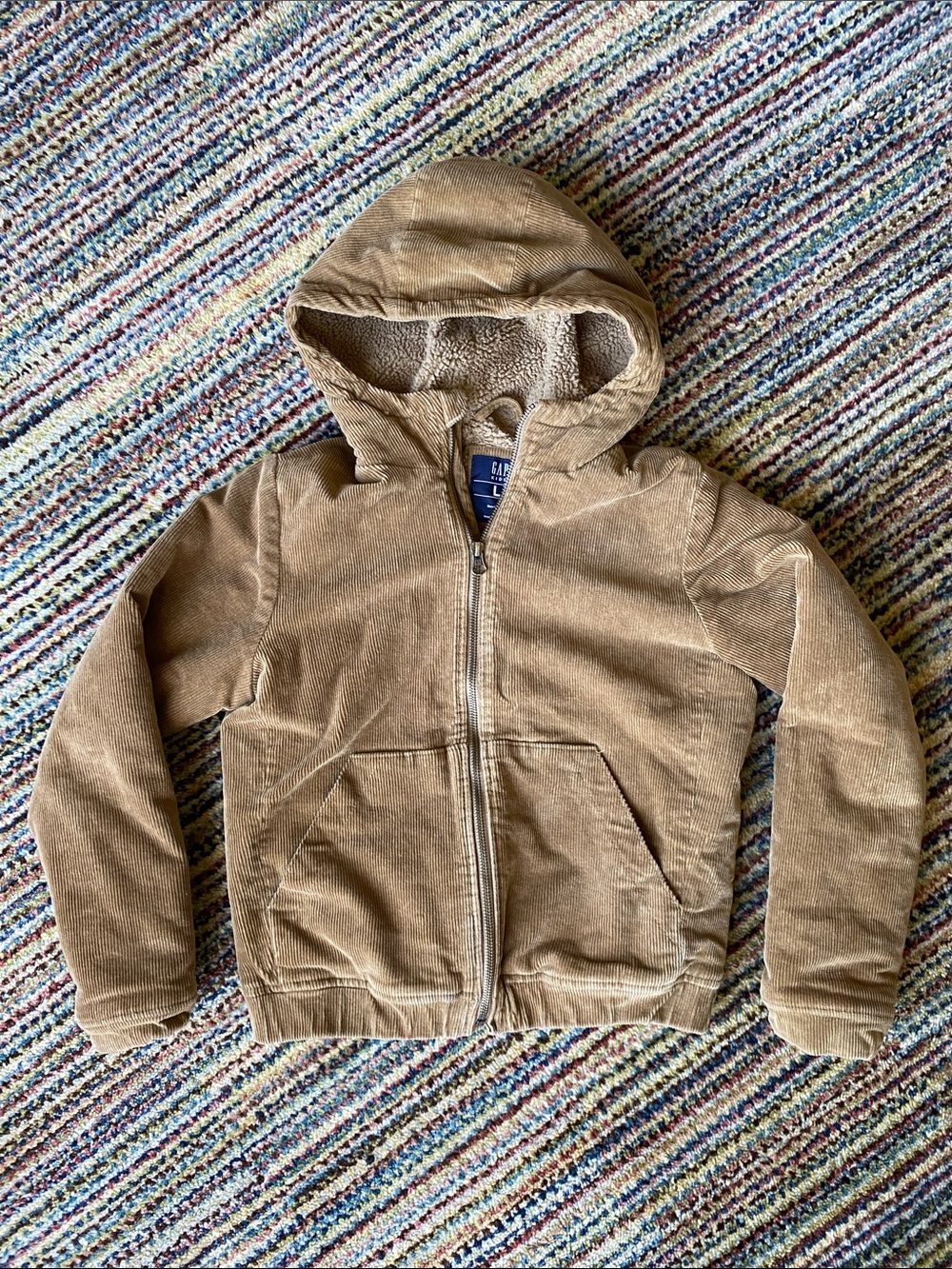 GAP Kids Tan Corduroy Hooded Zip Jacket